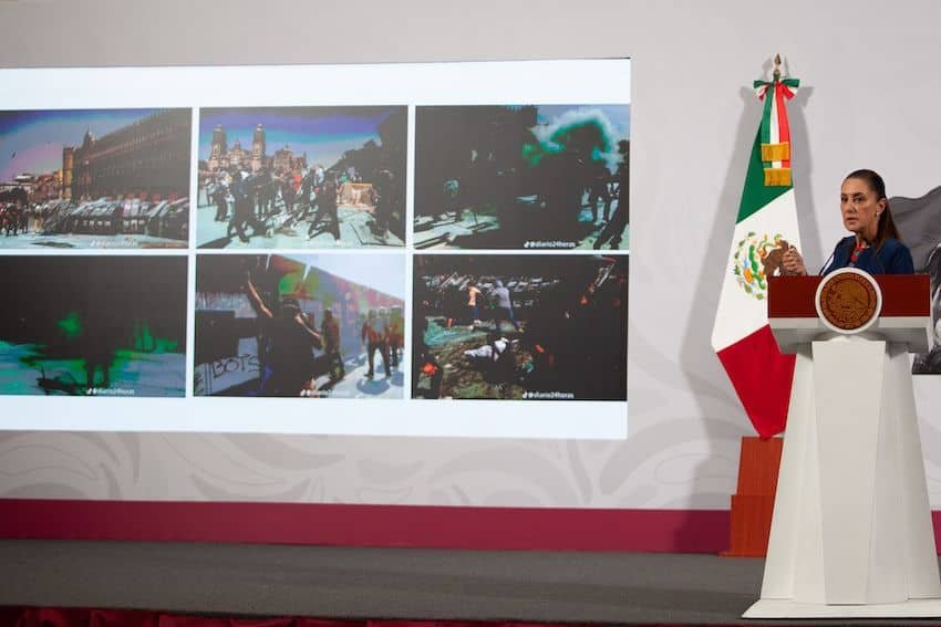 Sheinbaum culpa a la oposición de financiar protesta violenta: resumen de la mañanera del lunes